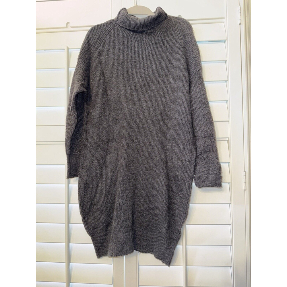New Women's Aerie Charcoal Ribbed Knit Turtleneck Sweater Dress Size S